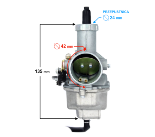 Gaźnik Moretti od 200cm³ do 250cm³ PZ30 ssanie na dźwignię
